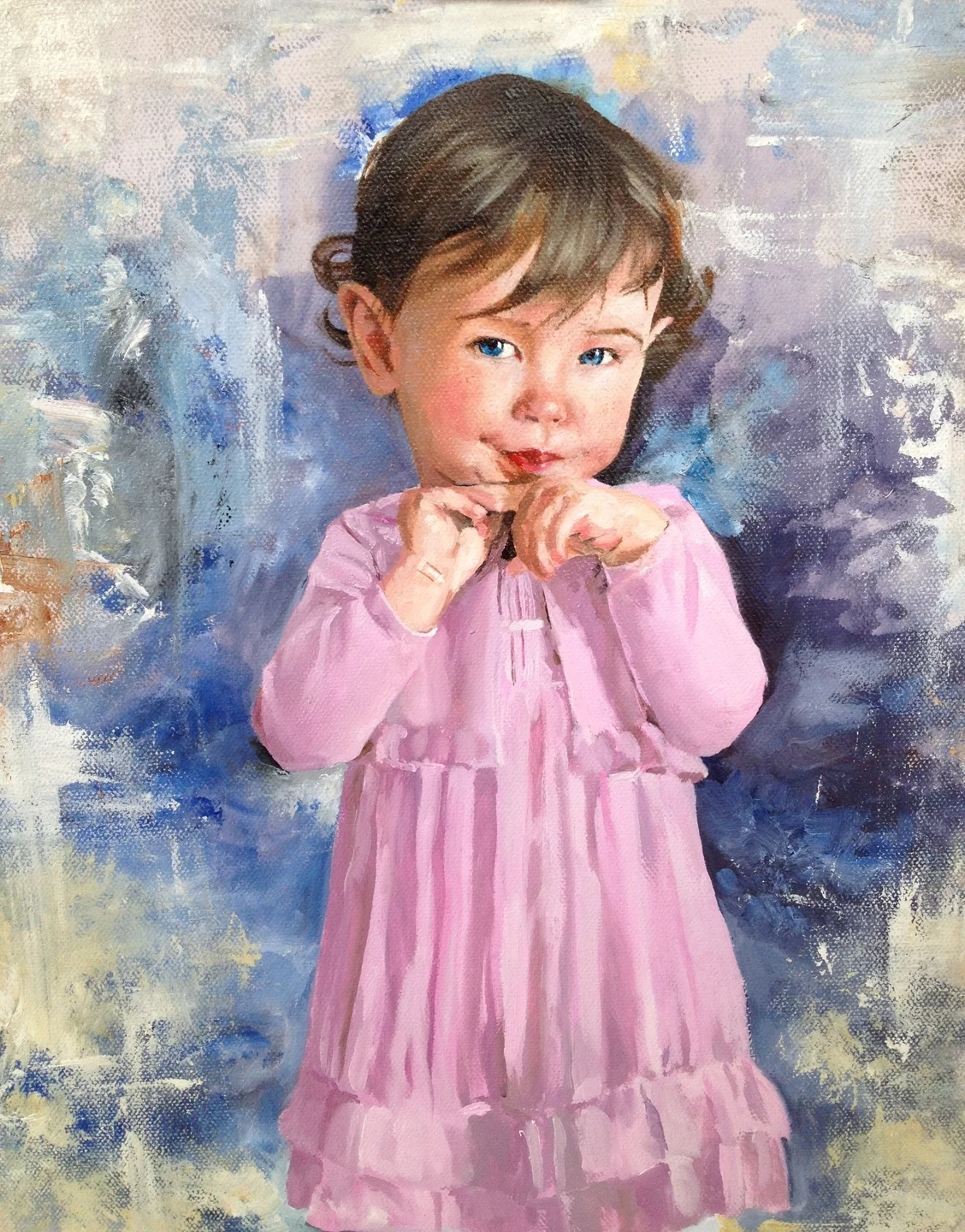 Ritratto di bambina a olio su tela