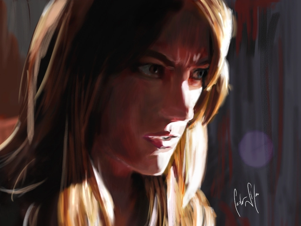 Ritratto di Deb (Jennifer Carpenter), dipinto digitalmente